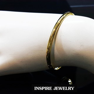 INSPIRE JEWELRY กำไลทอง ลายเรียบมันแบบร้านทอง ทรงไข่ หน้ากว้าง 3minn