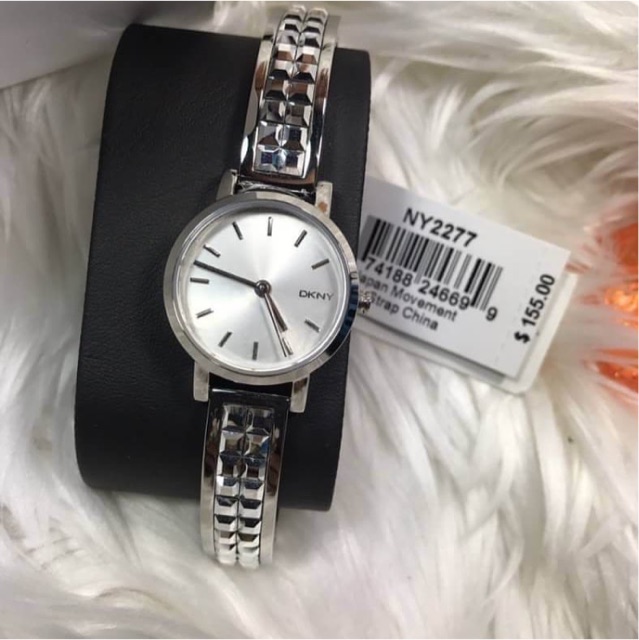 DKNY Soho Silver Dial Stainless Steel Bangle Bracelet Ladies Watch แท้100%