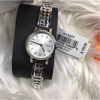 DKNY Soho Silver Dial Stainless Steel Bangle Bracelet Ladies Watch แท้100%