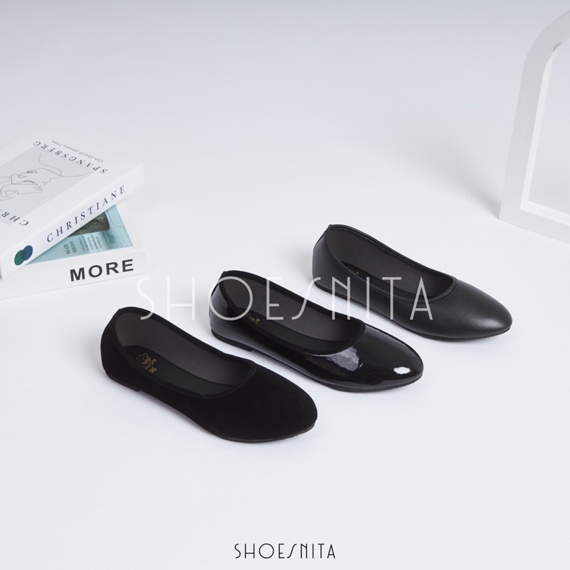 รองเท้าคัชชู ไซส์ใหญ่ 36-44 รองเท้าคัทชู ผู้หญิง สีดำ SHOESNITA