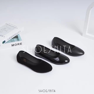รองเท้าคัชชู ไซส์ใหญ่ 36-44 รองเท้าคัทชู ผู้หญิง สีดำ SHOESNITA