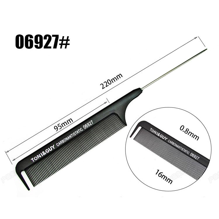 TONI&GUY หวีหางเหล็ก หัวจิก ซี่ถี่ สำหรับเกล้าผม จัดแต่งทรง  รุ่น 06927 กว้าง 2.5 ยาว 22 สูง 0.3 ซม. - สีดำ