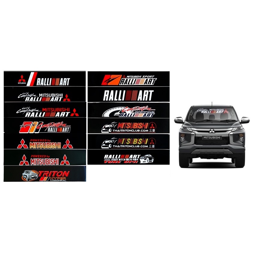 สติ๊กเกอร์บังแดดรถยนต์ MITSHUBISHI RALLY ART ติดกระจกหน้า-กระจกหลัง มีชำระปลายทาง