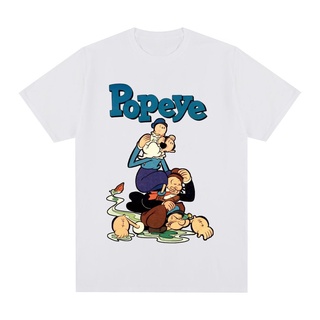 เสื้อยืดขายร้อนPopeye เสื้อยืด ผ้าฝ้าย พิมพ์ลายแอนิเมชั่น Sailor Hot Blood สไตล์ฮาราจูกุ วินเทจ สตรีท สําหรับผู้ชาย ผู้ห