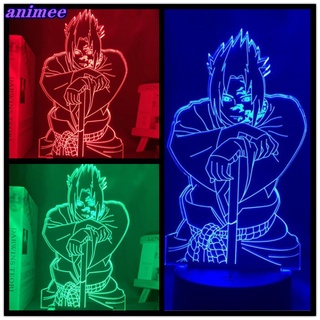 โคมไฟกลางคืน LED รูปนารูโตะ Sasuke 3D เปลี่ยนสีได้ พร้อมรีโมตคอนโทรล สําหรับตกแต่งห้องนอนเด็ก