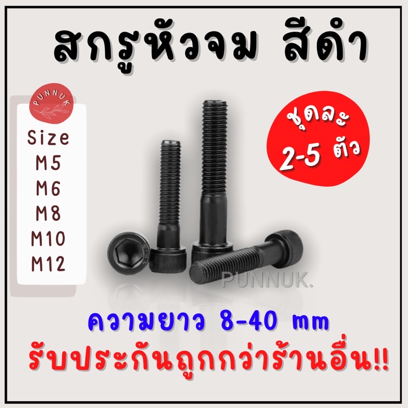 น็อต สกรู กัวจม สีดำ M5-12 ยาว 8-40mm