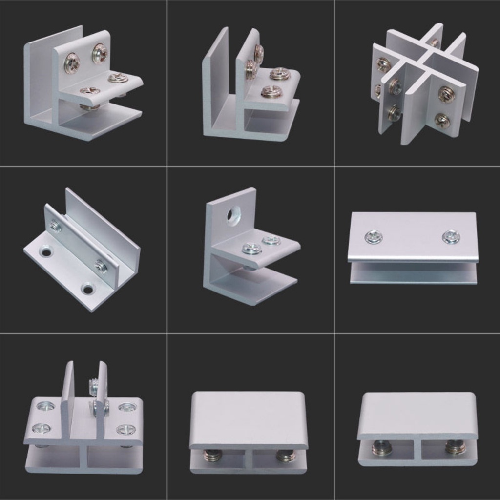 ข้อต่อ หนีบยึด ทำชั้นวาง ฐานหนีบ อลูมิเนียมอัลลอยด์ คลิป ที่หนีบแก้ว ตัวยึด กระจก ไม้ อะคริลิค แคลป์มหนีบ