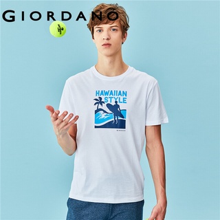 Giordano Men เสื้อยืดแขนสั้นคอกลม สกรีนลวดลายข้อความ Free Shipping 01089002 BCFA