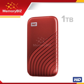 WD My Passport SSD 1TB ฮาร์ดดิสก์พกพา Type-C, USB 3.0 (WDBAGF0010BRD-WESN) Red สีแดง อ่าน1050MB/s ประกัน Synnex 5 ปี