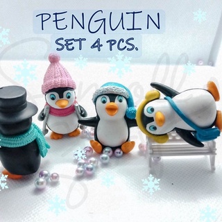 ตุ๊กตาจิ๋ว แต่งสวน ฟิกเกอร์ โมเดล เพนกวิน penguin 1set 4ตัว พร้อมส่ง ฟิกเกอร์โมเดล ของสะสม