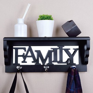 เบสิโค ชั้นวางของติดผนัง ลายแฟมิลี่  สีดำ รุ่น BWS-170423, besico Wall Shelf Set With Family Sign Black Finish