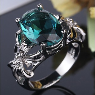 เครื่องประดับผู้หญิงแหวนหมั้นแฟชั่นเงิน aquamarine birthstone