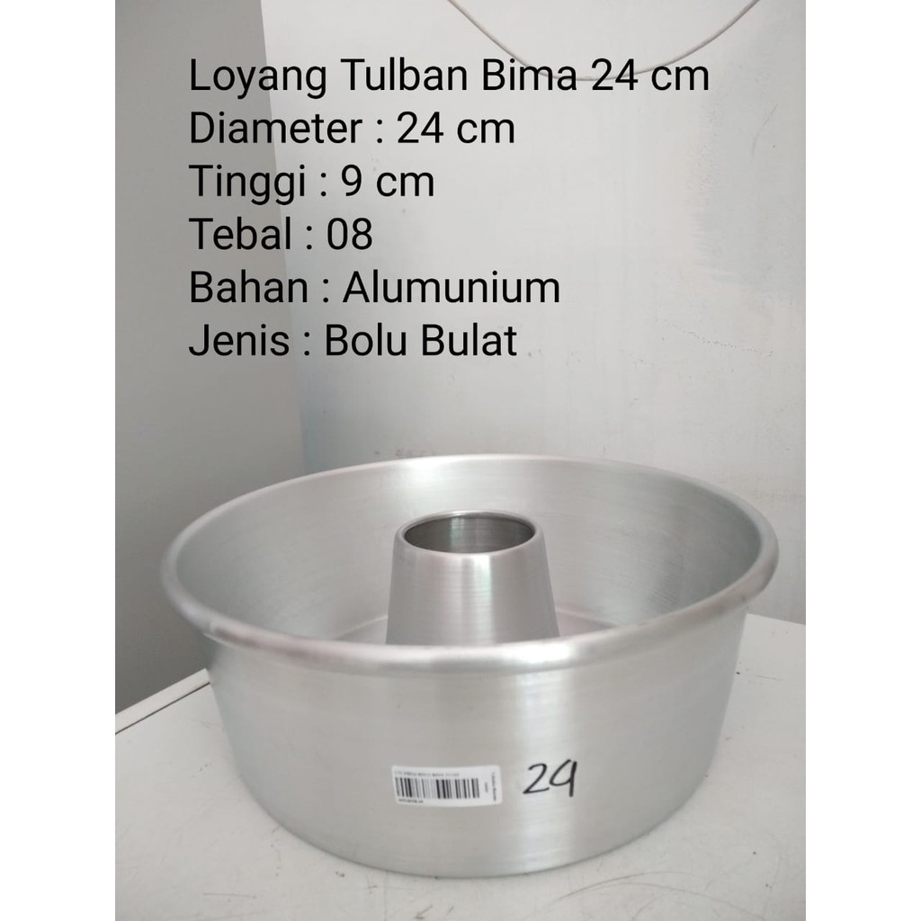 Bima 24x9 Round Press Aluminium Tulban Bolu Pan ความหนา 08