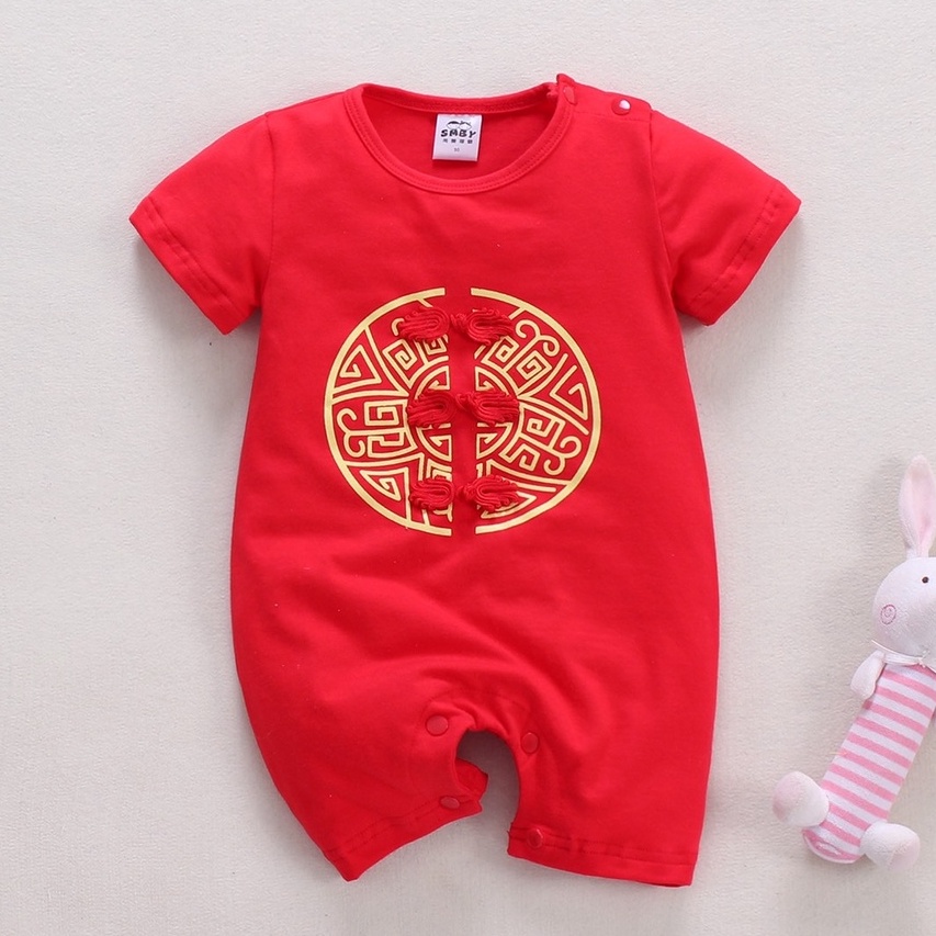 (พร้อมส่งในไทย) บอดี้สูทเด็ก จั๊มสูทเด็ก ชุดจีน ชุดตรุษจีน สีแดง (0-3ขวบ) จัดส่งรวดเร็ว 1-3 วัน!!