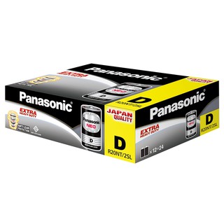 พานาโซนิค นีโอ ถ่านไฟฉาย D รุ่น R20NT สีดำ แพ็ค 24 ก้อน Panasonic Neo Battery D Model R20NT Black Color Pack of 24