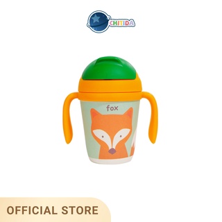 CHITIDA BAMBOO FIBRE แก้วหัดดื่มพร้อมหลอดดูด ลาย FOX CUP