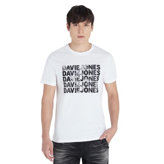 DAVIE JONES เสื้อยืดพิมพ์ลาย สีขาว Graphic Print T-Shirt in white LG0028WH