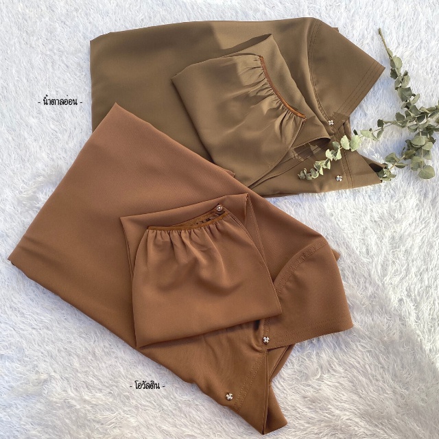 Annisaa l ฮิญาบปิดหน้า l นิกอบ ทรงกลมกุ๊กไก่ ผ้าพรินสกรีน เกรดดี  กระดุมข้างละ 2 จุด Size M l L - รูปที่ 4