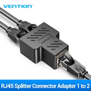 Vention(IPSB0,(1แพ๊ก มี2ชิ้น)) RJ45 Splitter Connector Adapter 1 to 2 Ways Ethernet Splitter Coupler Contact Modular