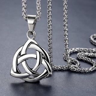 ไอริชรัก Triquetra สร้อยสแตนเลสปมปมเซลติกลัคกี้เชนเครื่องประดับ