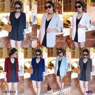 TwinsShopVip💗พร้อมส่ง TW1993 เซต สูท3ชิ้น เสื้อสูท+กล้ามคอวี+กางเกงทรงป้าย