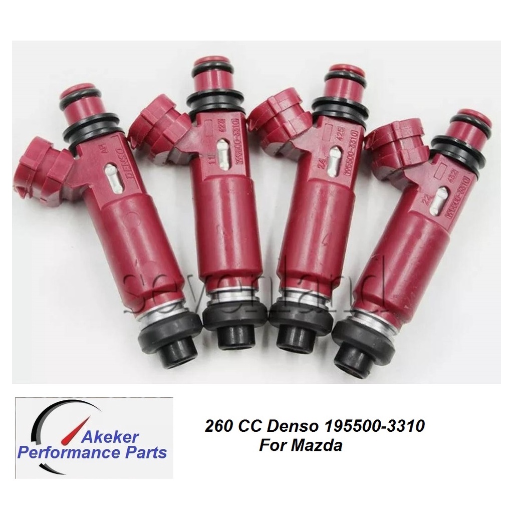 New 4 PCS Fuel Injector E25 E85 For Mazda MX-5 MX5 Miata 323 3 1.8L MK2 F4N5 DENSO 195500-3310 หัวฉี