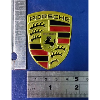 โลโก้ PORSCHE ติดรถยนต์ แบบอะลูมิเนียมบาง