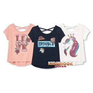 [แท้]PL311 เสื้อ The Childrens Place รุ่น Cross-Back Embellished Graphic Top (สำหรับเด็กอายุ 2-5 ปี)