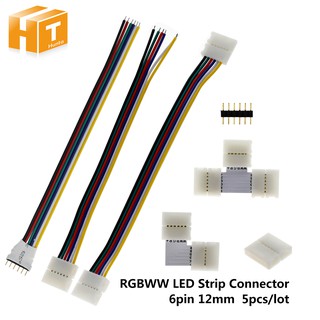 สายไฟเชื่อมต่อ 6 Pin Led สําหรับ Rgbcct Led Strip 5 ชิ้น / ล็อต