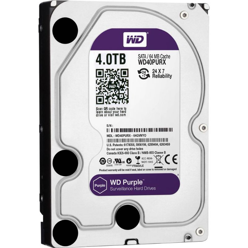 4TB HDD (ฮาร์ดดิสก์) WD PURPLE SATA3 ( WD10PURX )