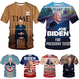 ใหม่ เสื้อยืดลําลอง แขนสั้น คอกลม พิมพ์ลาย President Biden 3D แฟชั่นฤดูร้อน สไตล์ฮิปฮอป สําหรับผู้ชาย 2021