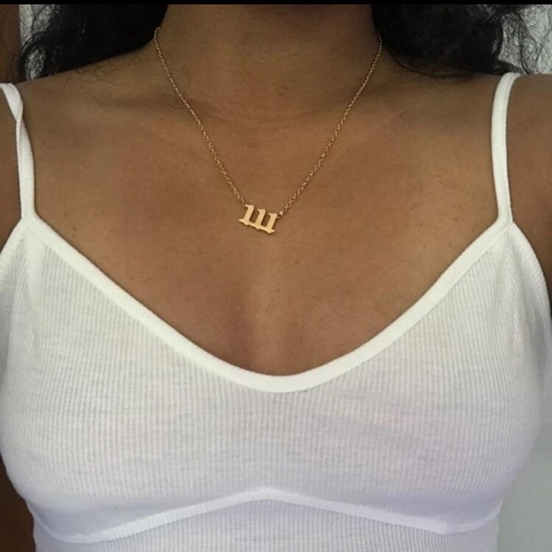 angel number necklace stainless steel