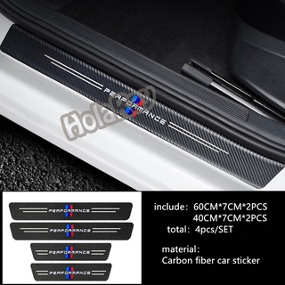 4 ชิ้น เครื่องหนัง BMW Performance สติกเกอร์คาร์บอนไฟเบอร์ กันรอยขีดข่วน ติดบันไดรถยนต์