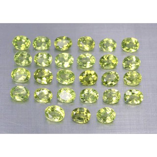 เพอริดอท ปากีสถาน ( Natural Peridot ) ขนาด 5x4 mm. #วัดไซส์เท่ากันทุกเม็ด #เนื้อสะอาด #ดิบจากธรรมชาติ (1 ชุดมี 10 กะรัต)