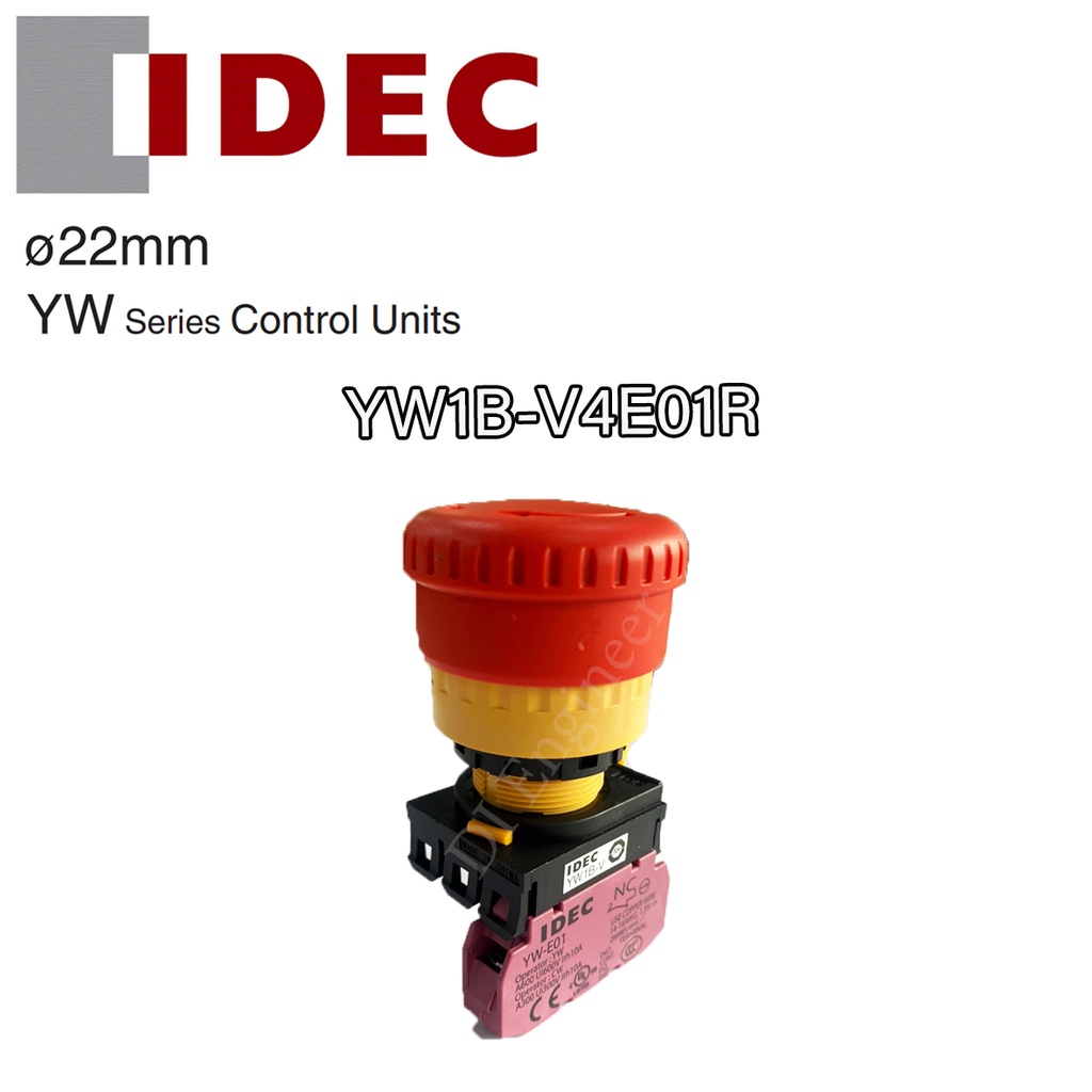 Emergency Stop Switch ขนาด 22 mm YW1B-V4E01R 1NC ยี่ห้อ Idec