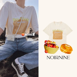 noirnine เชอร์รี่ขนมปังสั้นแขนสั้นเสื้อยืด ins สไตล์ผู้ชายและผู้หญิงสไตล์เดียวกันหลวมผ้าฝ้ายพิม Nar