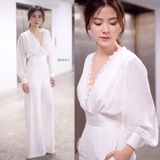 J8114 จั๊มสูท แขนบอลลูน jumpsuit with balloon sleeves
