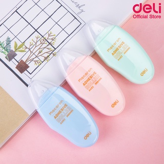 Deli เทปกาว 2 หน้า สีพาสเทลสุดน่ารัก ขนาดพกพา Adhesive Roller Tape Macaron A49201