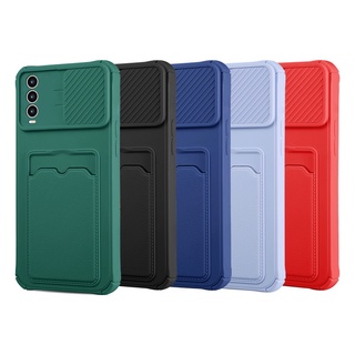 Case Samsung VIVO Y20 Y20i Y20S Y20A Y20G Y20S G Y20T Y12S Y12A 2021 Y17 Y15 Y12 Y12i Y11 2019 Y50 Y30 Y30i Push Pull Card Slot Shockproof Soft Camera Lens Cover