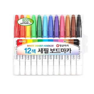 ปก.ไวท์บอร์ด Java Whiteboard Fine Nib ขนาด 1 มม. แบบเซ็ต 12 สี