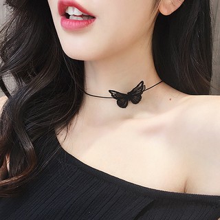 N15 (ส่งจากไทย) โชคเกอร์ผีเสื้อสีดำ Choker สีดำ โชกเกอร์