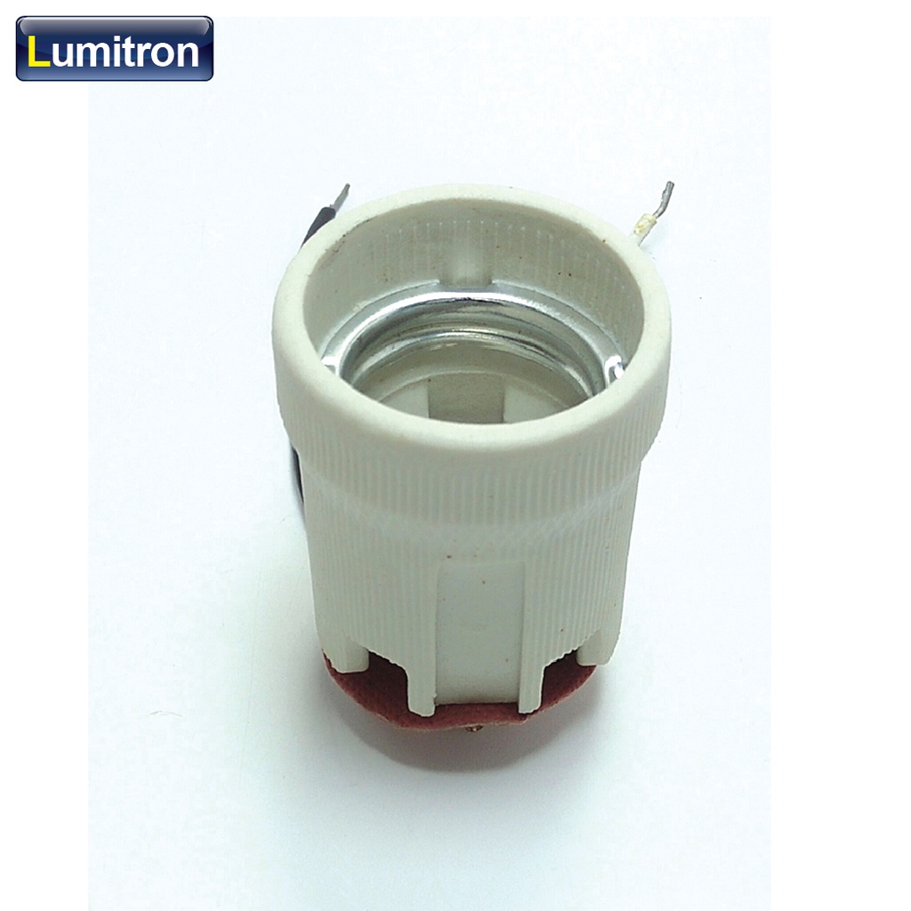 ขั้วหลอดเซรามิค E27 #LHE27-GLS/PLE-04 ทรงกระถาง รุ่นF519 ยี่ห้อSentoshi กระเบื้องลายทางร้อยสายไฟ