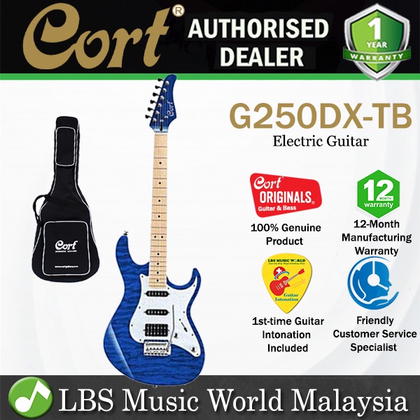 Cort G250DX Basswood Body Maple Fretboard กีตาร์ไฟฟ้าพร้อมกระเป๋า - Trans Blue (G250 DX)