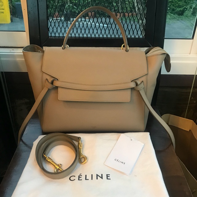 Celine mini belt bag y.2015 light taupe มือสองของแท้