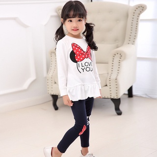 GS33/🧸พร้อมส่ง🧸ชุดเด็กผู้หญิง ชุดเซท 2 ชิ้น เสื้อ+ กางเกง Mickey น่ารัก