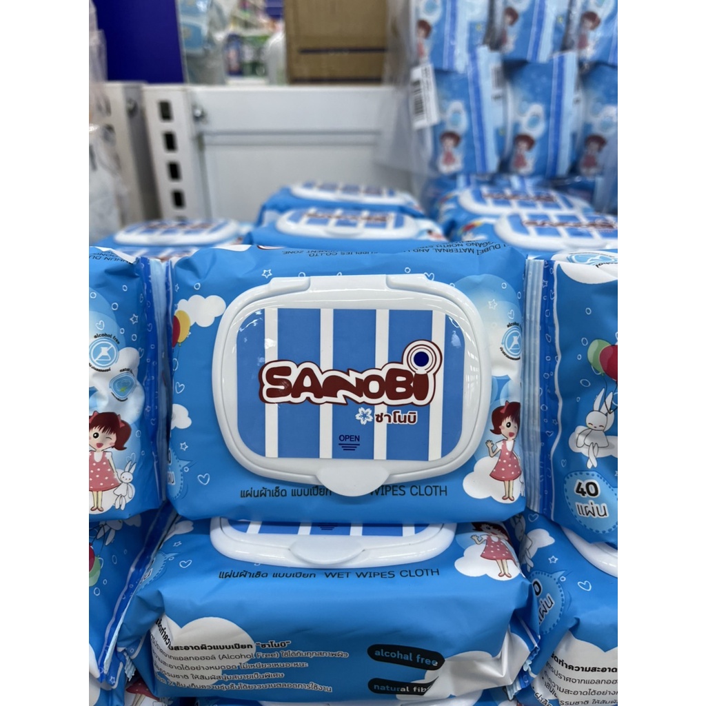 Sanobi ซาโนบิ ทิชชู่เปียก ฝาล็อค ยกโหล ผ้าเปียก ผ้าเช็ดทำความสะอาดแบบเปียก (1 แพ็ค 6 ห่อ)