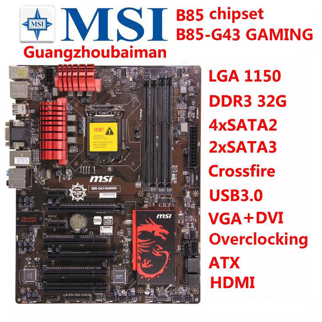 MSI B85-G43 GAMING LGA 1150 mainboard DDR3 HDMI INTEL B85 H87 Z87 H97 Z97 SATA3 USB3.0