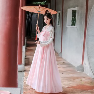 🔥Hot sale~ Hanfu ชุดนักเรียนหญิง [Ying Ji] Hanfu หญิงฤดูใบไม้ผลิและฤดูร้อนกระโปรงหน้าอกเต็มเย็บปักถักร้อยสองชิ้นซุปเปอร