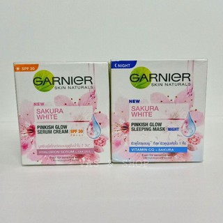 GARNIGR SAKURA WHITE การ์นิเย่ ซากุระ ไวท์ เซรั่ม เดย์ครีม , ไนท์ครีม