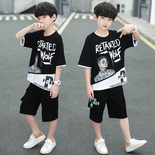 ชุดเซ็ต 2 ชิ้น  เสื้อยืดเด็ก ผ้าฝ้าย และ กางเกงขาสั้น สไตล์เกาหลี
